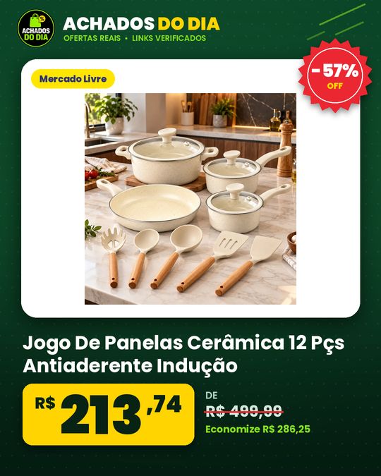 Jogo De Panelas Cerâmica 12 Pçs Antiaderente Indução