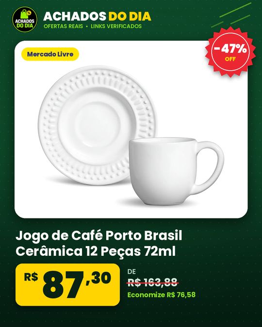 Jogo de Café Porto Brasil Cerâmica 12 Peças 72ml