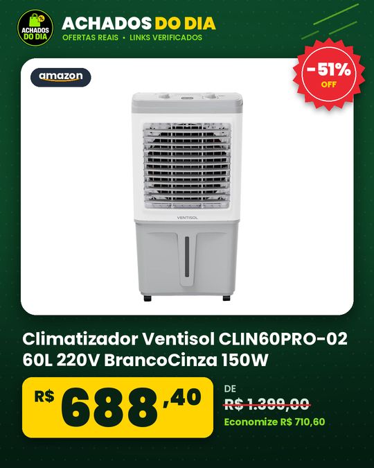 Climatizador Ventisol CLIN60PRO-02 60L 220V BrancoCinza 150W