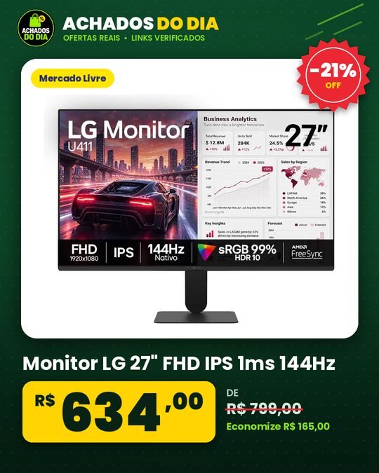 Monitor LG 27" FHD IPS 1ms 144Hz