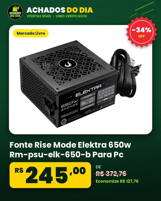Fonte Rise Mode Elektra 650w Rm-psu-elk-650-b Para Pc