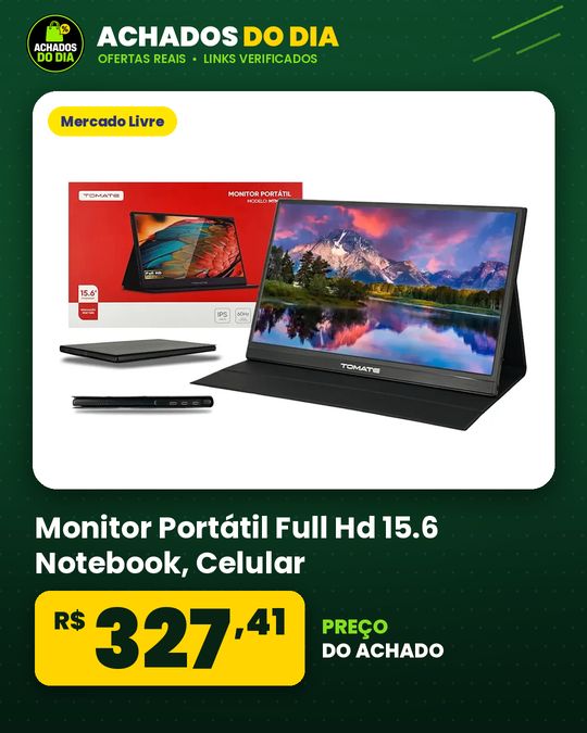 Monitor Portátil Full Hd 15.6 Notebook, Celular, Games C Cor Preto