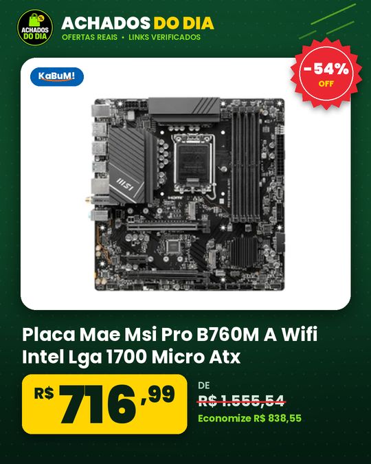 Placa Mae Msi Pro B760M A Wifi Intel Lga 1700 Micro Atx Ddr5 Wi Fi Prob760Mawifi