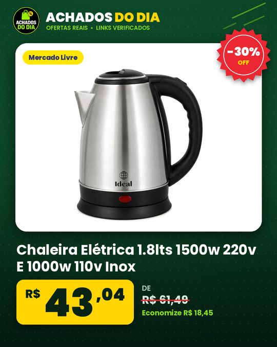 Chaleira Elétrica 1.8lts 1500w 220v E 1000w 110v Inox