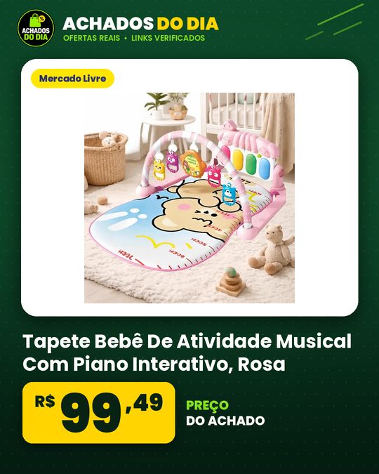 Tapete Bebê De Atividade Musical Com Piano Interativo - Rosa