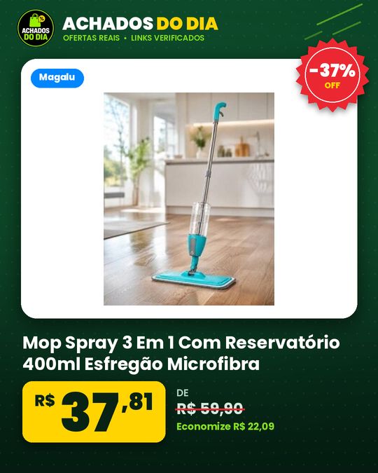 Mop Spray 3 Em 1 Com Reservatório 400ml Esfregão Microfibra - Vari Tudo