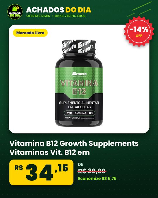 Vitamina B12 Growth Supplements Vitaminas Vit. B12 em cápsula Sem sabor x 100g de 120 un