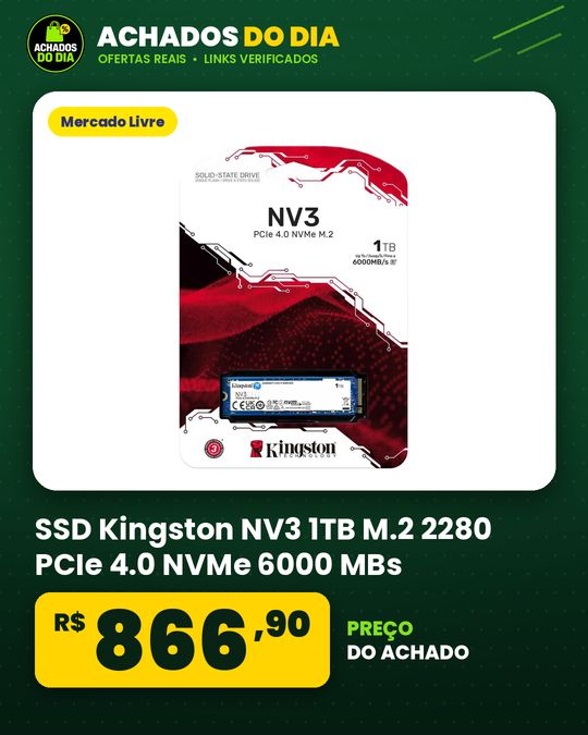 SSD Kingston NV3 1TB M.2 2280 PCIe 4.0 NVMe 6000 MBs