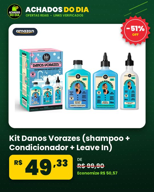 Kit Danos Vorazes (shampoo + Condicionador + Leave In) - Lola From Rio