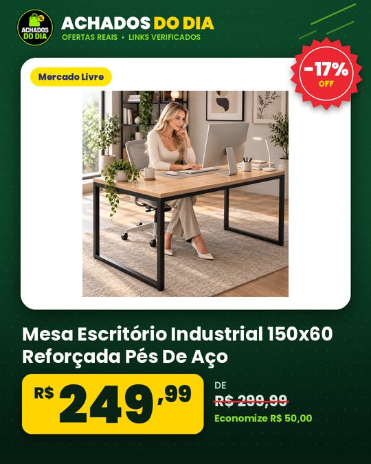 Mesa Escritório Industrial 150x60 Reforçada Pés De Aço