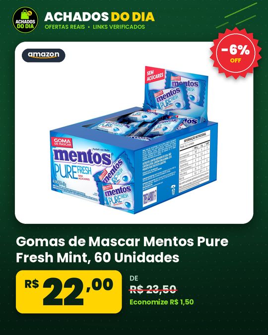 Gomas de Mascar Mentos Pure Fresh Mint - 60 Unidades