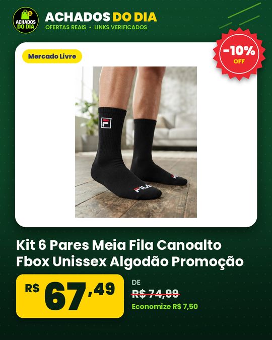 Kit 6 Pares Meia Fila Canoalto Fbox Unissex Algodão Promoção