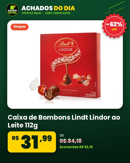 Caixa de Bombons Lindt Lindor ao Leite 112g