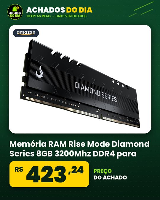 Memória RAM Rise Mode Diamond Series 8GB 3200Mhz DDR4 para Desktop 1.35v CL19 Preto - RM-D4-8G-3200D