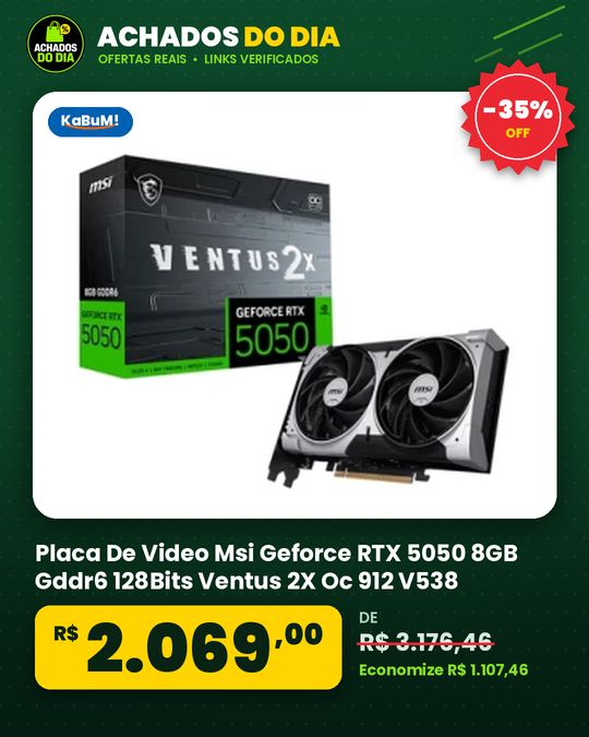 Placa De Video Msi Geforce RTX 5050 8GB Gddr6 128Bits Ventus 2X Oc 912 V538