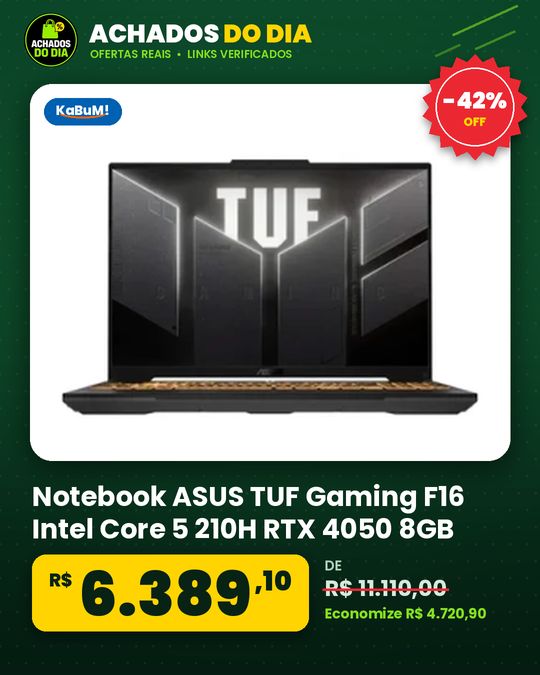 Notebook ASUS TUF Gaming F16 Intel Core 5 210H RTX 4050 8GB 512GB SSD KeepOS,16.0" FHD Mecha Gray