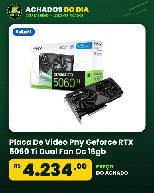 Placa De Video Pny Geforce RTX 5060 Ti Dual Fan Oc 16gb Gddr7 128bits Vcg5060t16dfxpb1-o