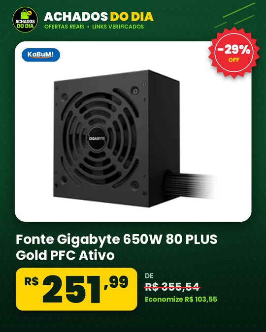 Fonte Gigabyte 650W 80 PLUS Gold PFC Ativo
