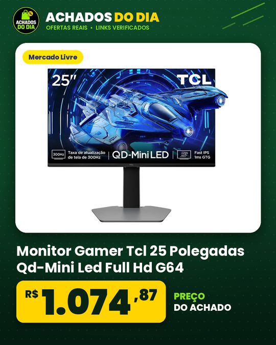 Monitor Gamer Tcl 25 Polegadas Qd-Mini Led Full Hd G64 300hz 1ms (Gtg) Freesync Hdr 600 Nits 25g64