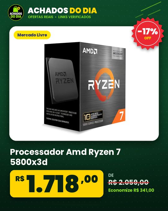 Processador Amd Ryzen 7 5800x3d, 4.5ghz Turbo,cache 96 Mb Am4
