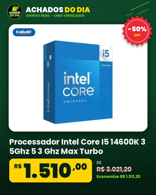 Processador Intel Core I5 14600K 3 5Ghz 5 3 Ghz Max Turbo Cache 24 MB 14 Nucleos 20 Threads Lga 1700 Com