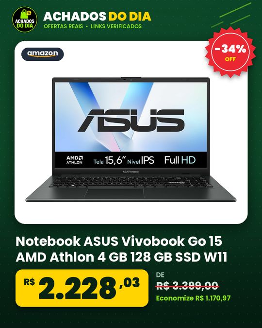 Notebook ASUS Vivobook Go 15 AMD Athlon 4 GB 128 GB SSD W11 Home 15.6'' LED Mixed Black - E1504FA-BQ5312WS