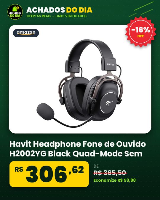 Havit Headphone Fone de Ouvido H2002YG Black Quad-Mode Sem Fio e Com Fio Wireless 2.4GHz Bluetooth USB 3,5mm Game