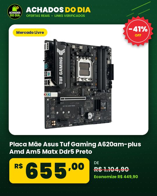 Placa Mãe Asus Tuf Gaming A620am-plus Amd Am5 Matx Ddr5 Preto