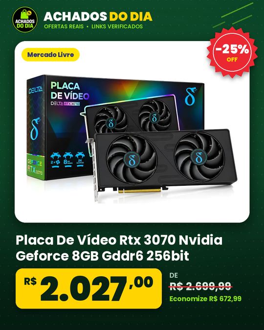 Placa De Vídeo Rtx 3070 Nvidia Geforce 8GB Gddr6 256bit