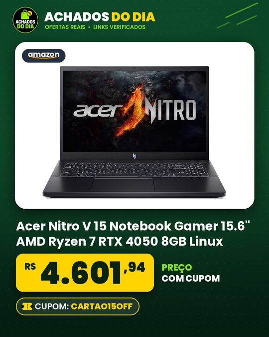 Acer Nitro V 15 Notebook Gamer 15.6" AMD Ryzen 7 RTX 4050 8GB Linux