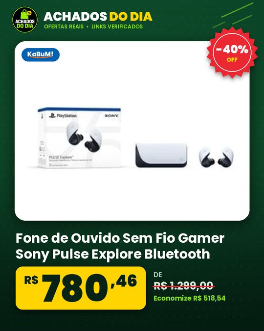 Fone de Ouvido Sem Fio Gamer Sony Pulse Explore Bluetooth Cancelamento de Ruído PC PS5 e Dispositivo Móvel Branco