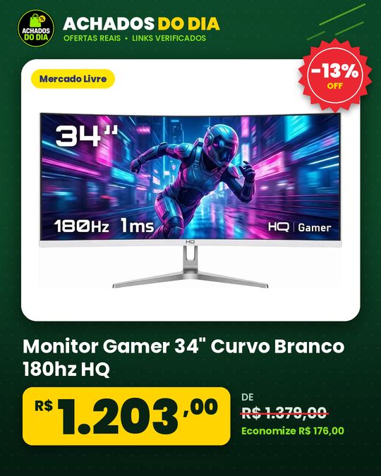 Monitor Gamer 34" Curvo Branco 180hz HQ
