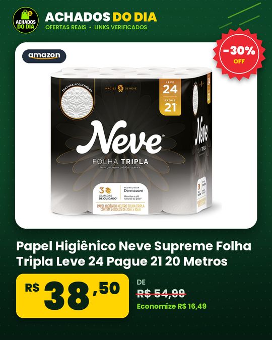 Papel Higiênico Neve Supreme Folha Tripla Leve 24 Pague 21 20 Metros