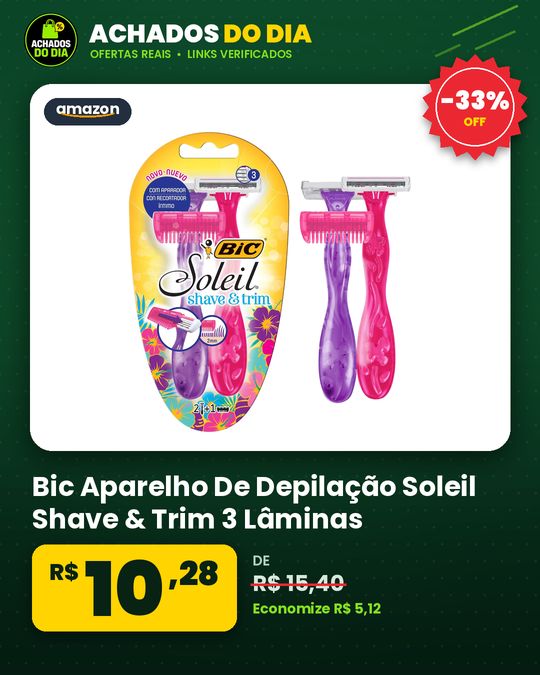 Bic Aparelho De Depilação Soleil Shave & Trim 3 Lâminas Rosa E Roxo 930184 2 Unidades + Aparador De Pelos