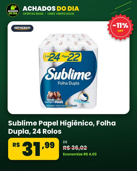 Sublime - Papel Higiênico, Folha Dupla, 24 Rolos