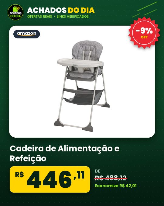 Cadeira de Alimentação e Refeição, Dobrável e Reclinável Slim Snacker Cinza - Graco