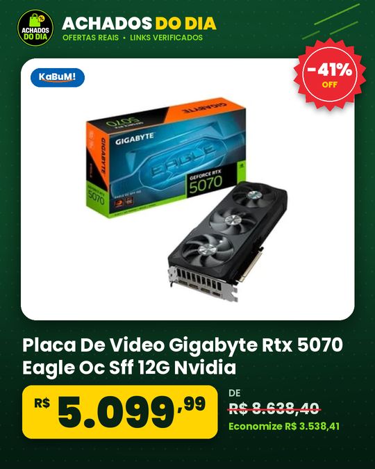 Placa De Video Gigabyte Rtx 5070 Eagle Oc Sff 12G Nvidia Geforce 12GB Gddr7 192Bits Rgb Dlss Ray Tracing 9Vn5070Eo 00 G10