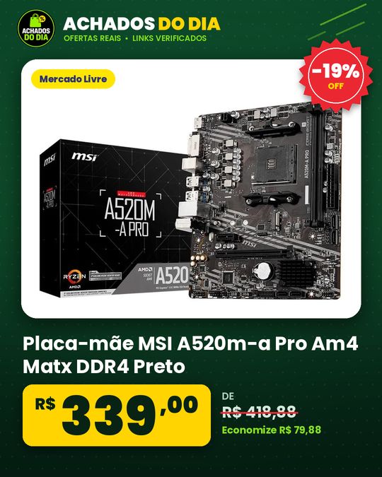Placa-mãe MSI A520m-a Pro Am4 Matx DDR4 Preto