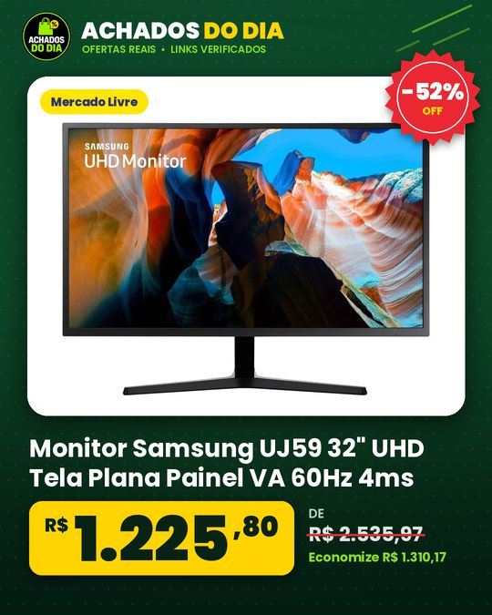 Monitor Samsung UJ59 32" UHD Tela Plana Painel VA 60Hz 4ms HDMI FreeSync Game Mode LU32J590UQLMZD
