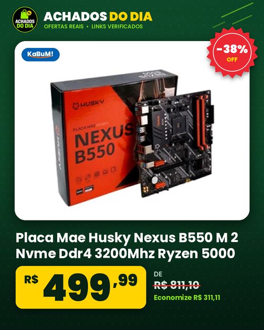 Placa Mae Husky Nexus B550 M 2 Nvme Ddr4 3200Mhz Ryzen 5000 3000 Micro Atx Hdmi Dp 64GB Dual Channel Hpm550