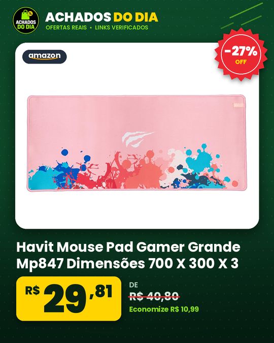 Havit Mouse Pad Gamer Grande Mp847 Dimensões 700 X 300 X 3 Mm Base De Borracha Antiderrapante