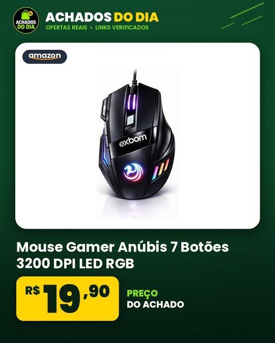 Mouse Gamer Anúbis 7 Botões 3200 DPI LED RGB