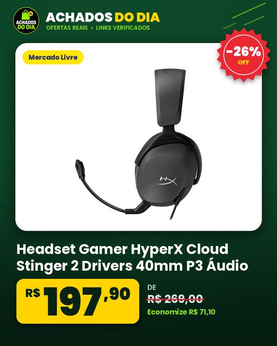 Headset Gamer HyperX Cloud Stinger 2 Drivers 40mm P3 Áudio espacial DTS Design Leve Preto - (683L9AA)