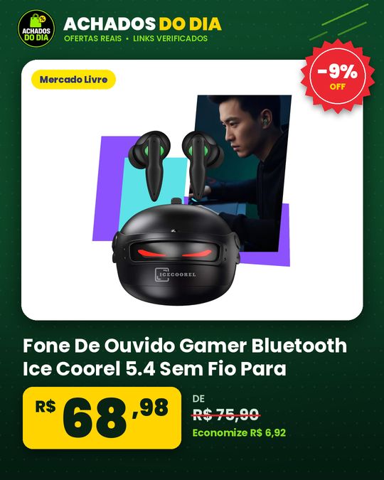 Fone De Ouvido Gamer Bluetooth Ice Coorel 5.4 Sem Fio Para Jogos Kd-777 Prova Dágua Resistente Som Potente