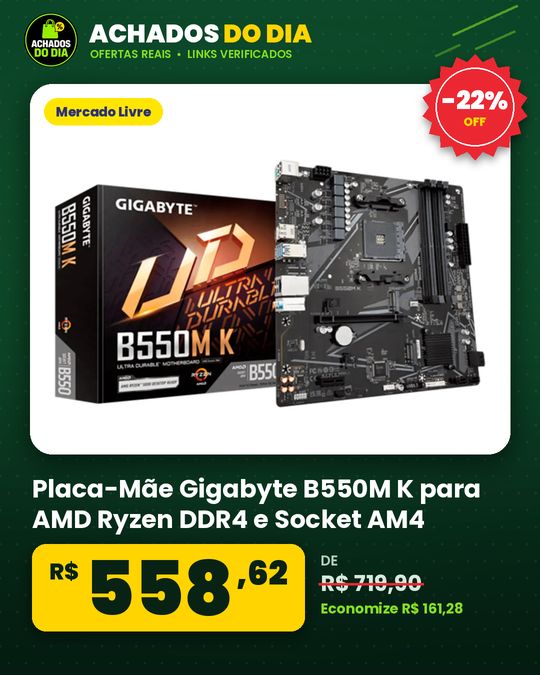 Placa-Mãe Gigabyte B550M K para AMD Ryzen DDR4 e Socket AM4