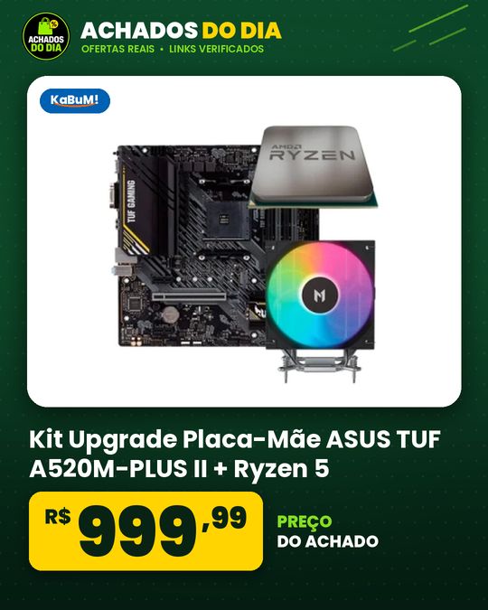 Kit Upgrade Placa-Mãe ASUS TUF A520M-PLUS II + Ryzen 5 5500F + Air Cooler MACH1
