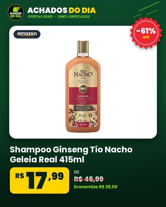 Shampoo Ginseng Tío Nacho Geleia Real 415ml