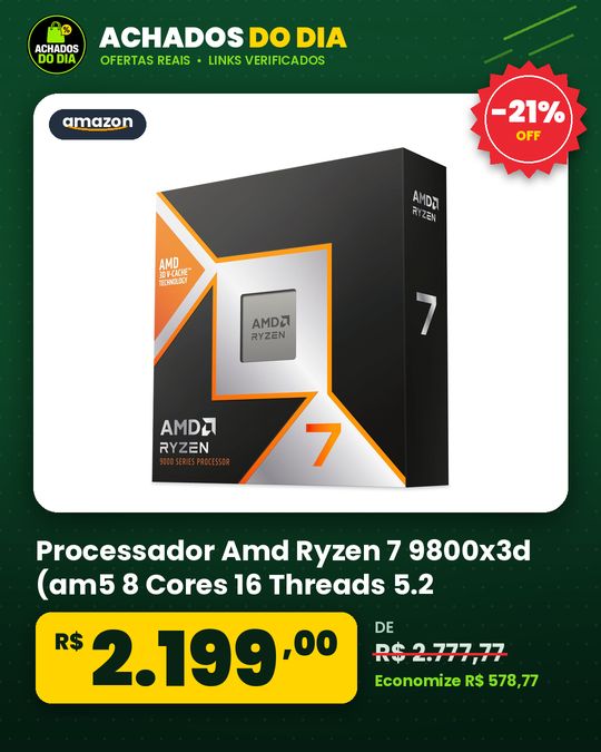 Processador Amd Ryzen 7 9800x3d (am5 8 Cores 16 Threads 5.2 Ghz 104mb Cacheradeon Graphicssem Cooler)