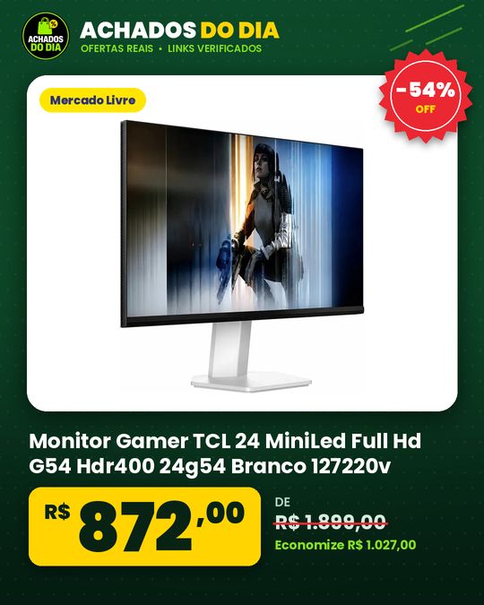 Monitor Gamer TCL 24 MiniLed Full Hd G54 Hdr400 24g54 Branco 127220v