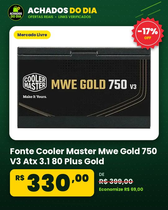 Fonte Cooler Master Mwe Gold 750 V3 Atx 3.1 80 Plus Gold